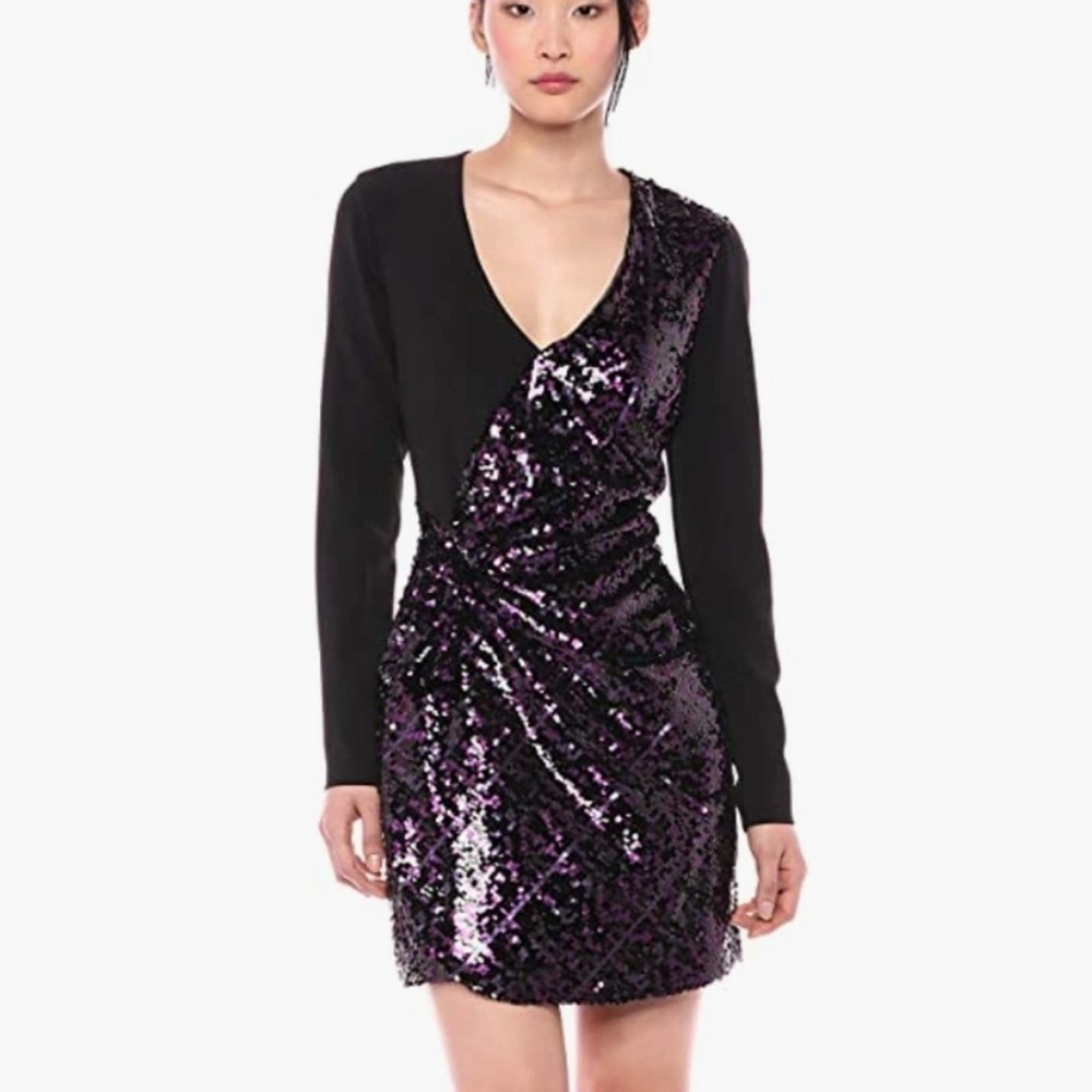 Parker becca surplice purple sequin mini dress, 6